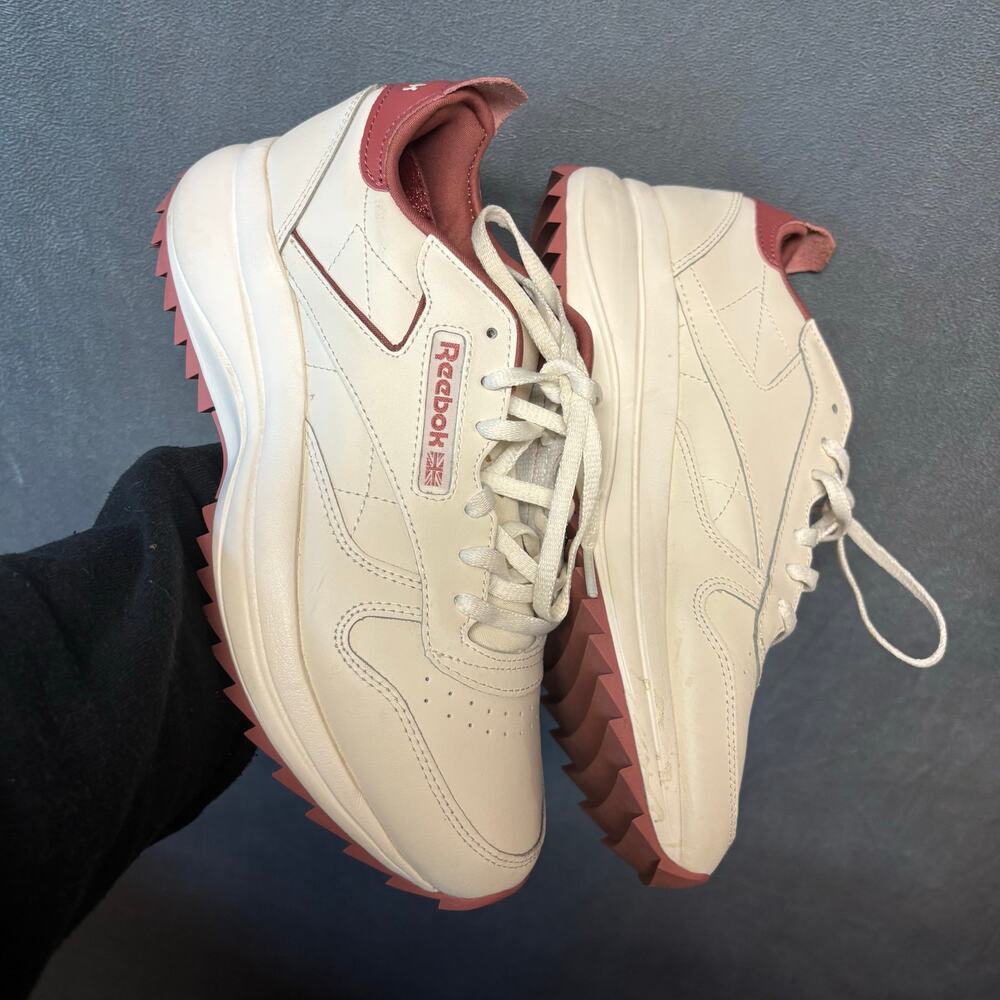Reebok Women’s Classic Leather Ripple Shoes Cream Pink Size 9.5 Momcore Comfy - Picture 7 of 11